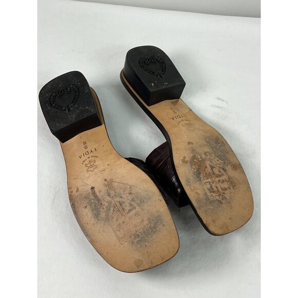 Brighton Lydia Woven Leather Slide Sandals Open ToeBrown Silver Hardware sz 9 N - Picture 4 of 5